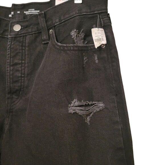 Old Navy Womens Pants Black 10/M High-Waisted Slouchy Distressed Jeans New - Picture 6 of 10